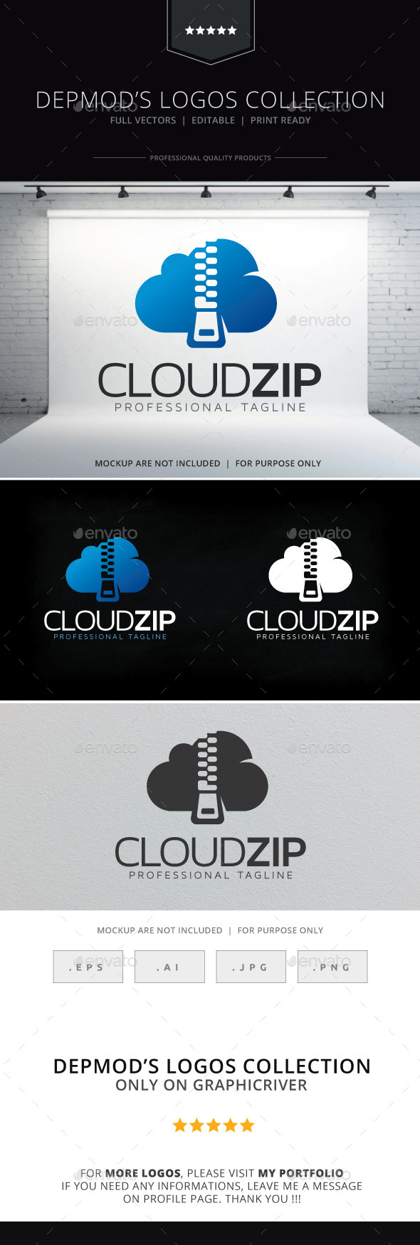 Cloud Zip Logo - Symbols Logo Templates