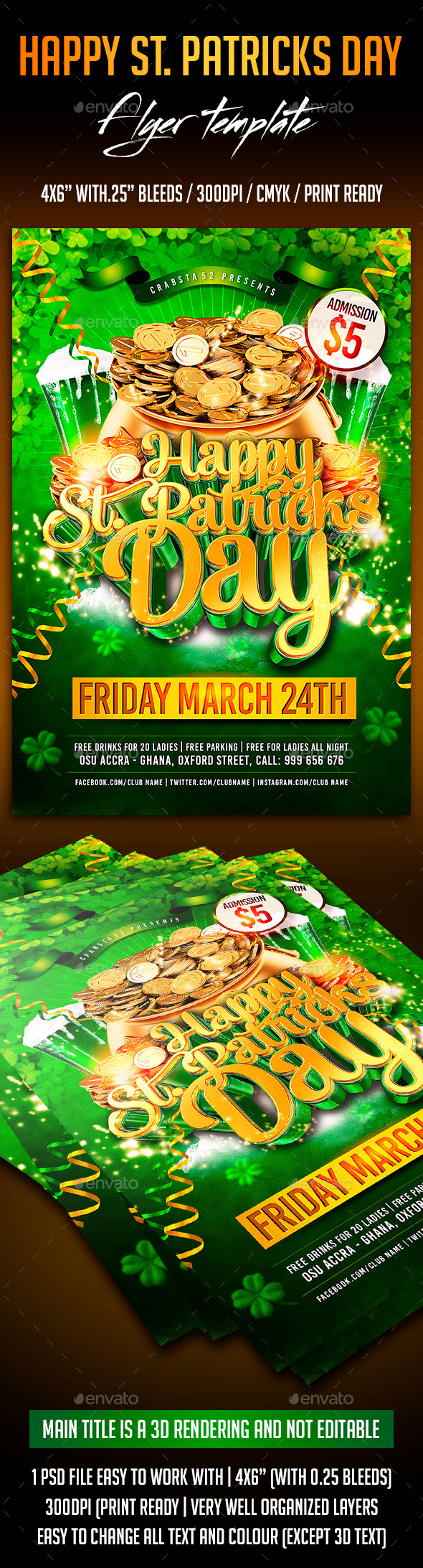 Happy St. Patrick's Day Flyer Template - Flyers Print Templates