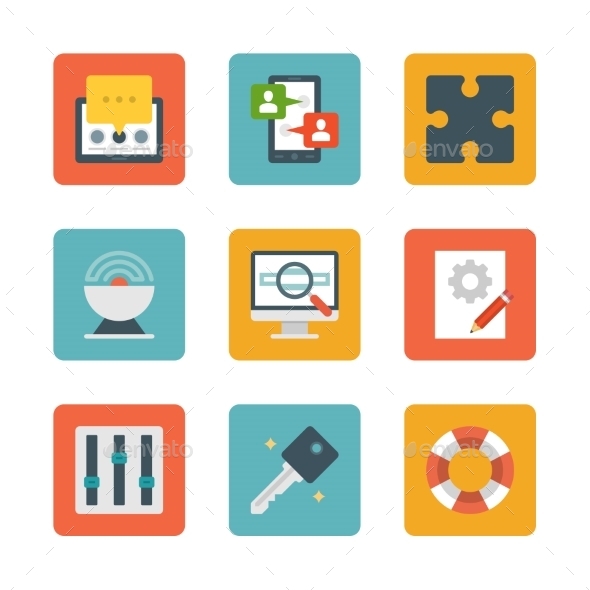 Flat Design Icons - Computers Technology