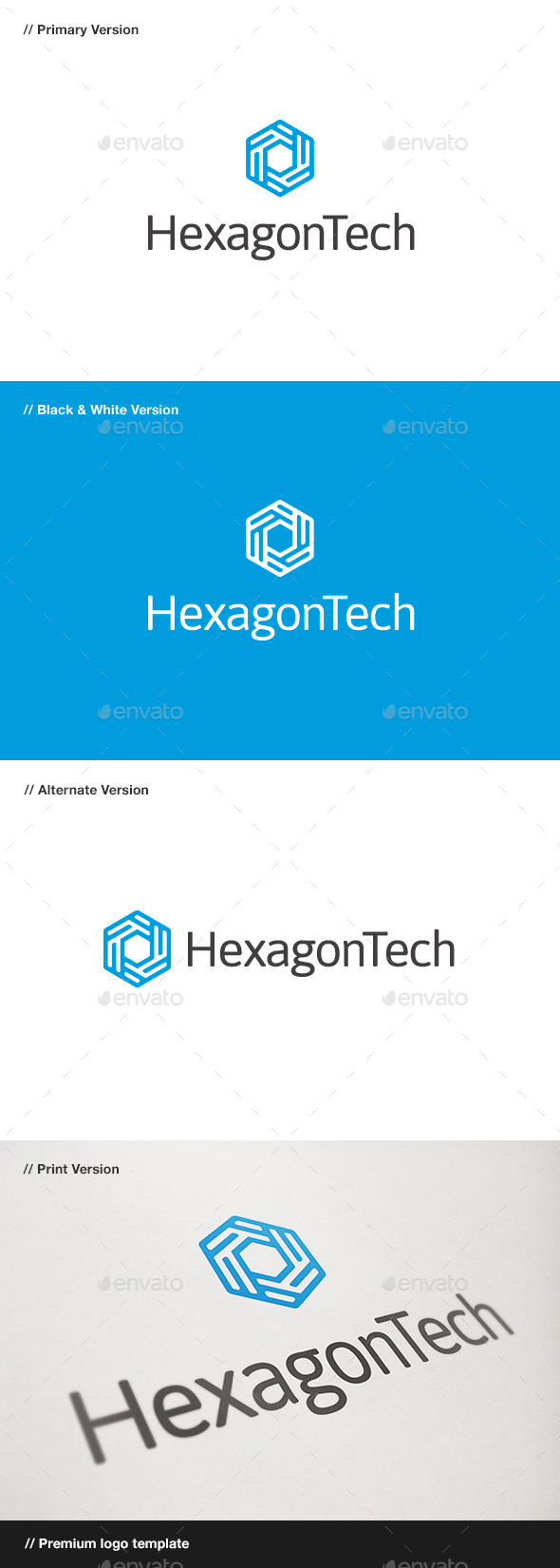 Hexagon Tech Logo - Abstract Logo Templates
