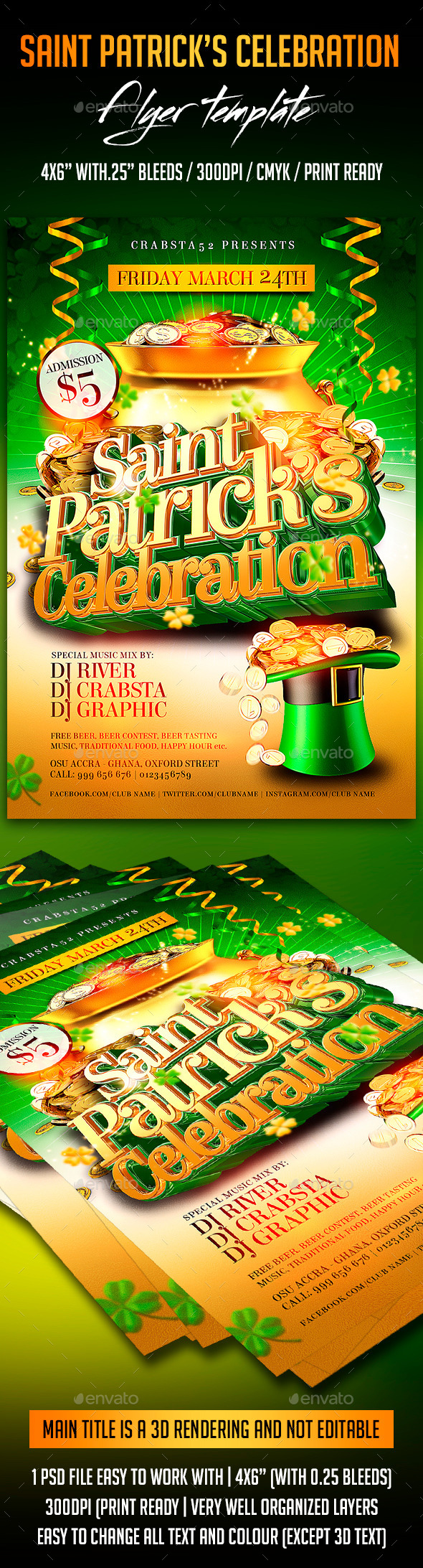 Saint Patrick's Celebration - Flyers Print Templates