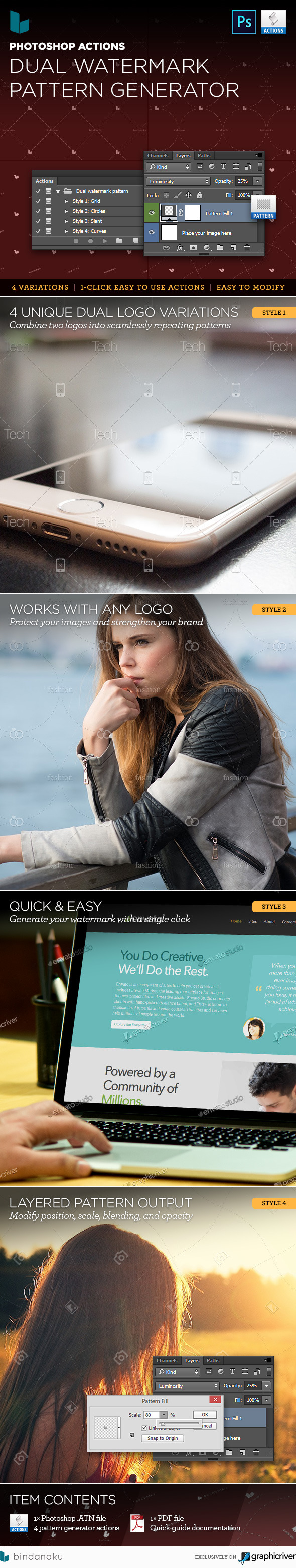 Photoshop Action Dual Watermark Pattern Generator - Utilities Actions
