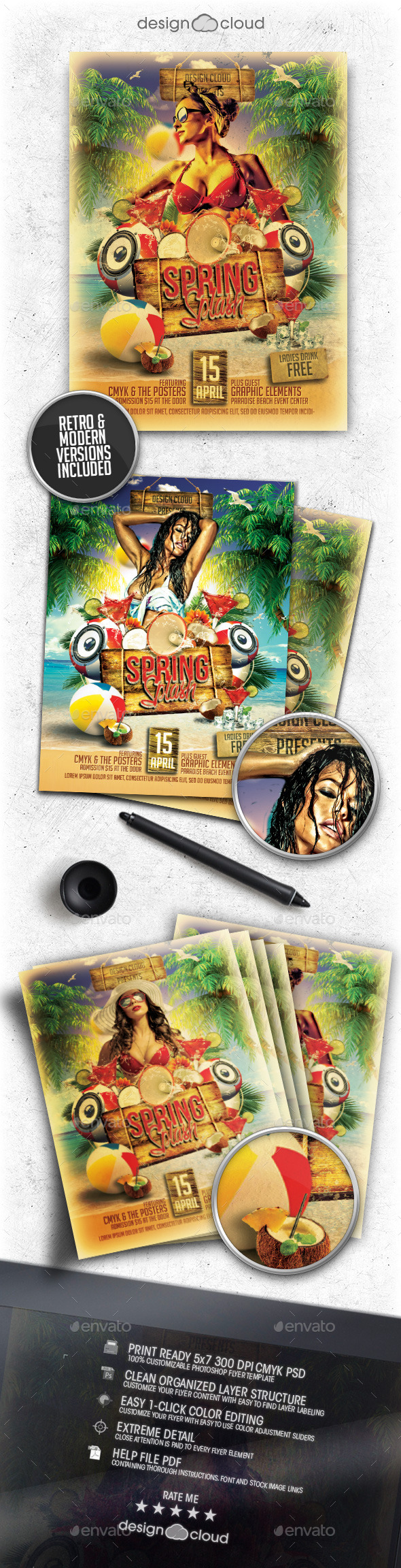 Spring Splash Flyer Template - Clubs & Parties Events