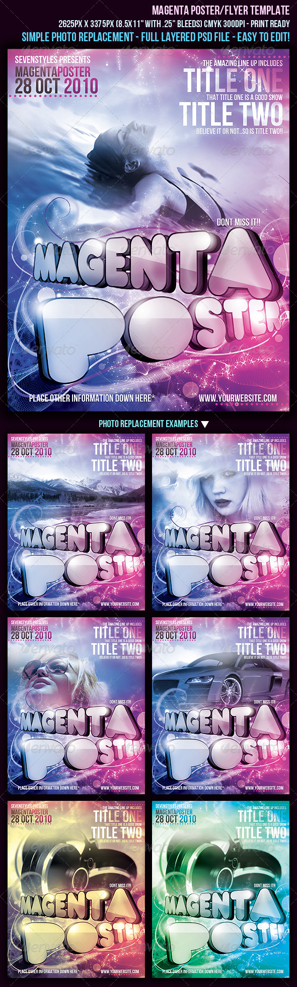 Magenta Poster/Flyer Template - Clubs & Parties Events