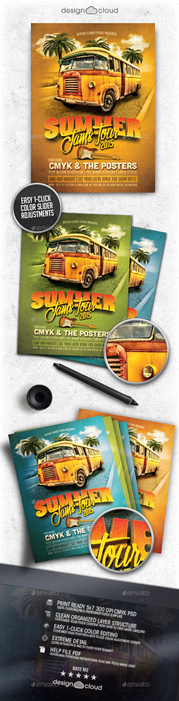 Summer Jams Tour Poster Flyer Template - Concerts Events