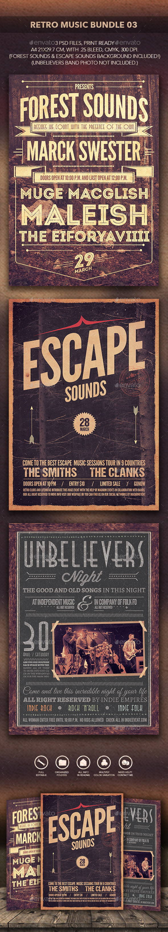 Retro Music Bundle 03 - Flyers Print Templates