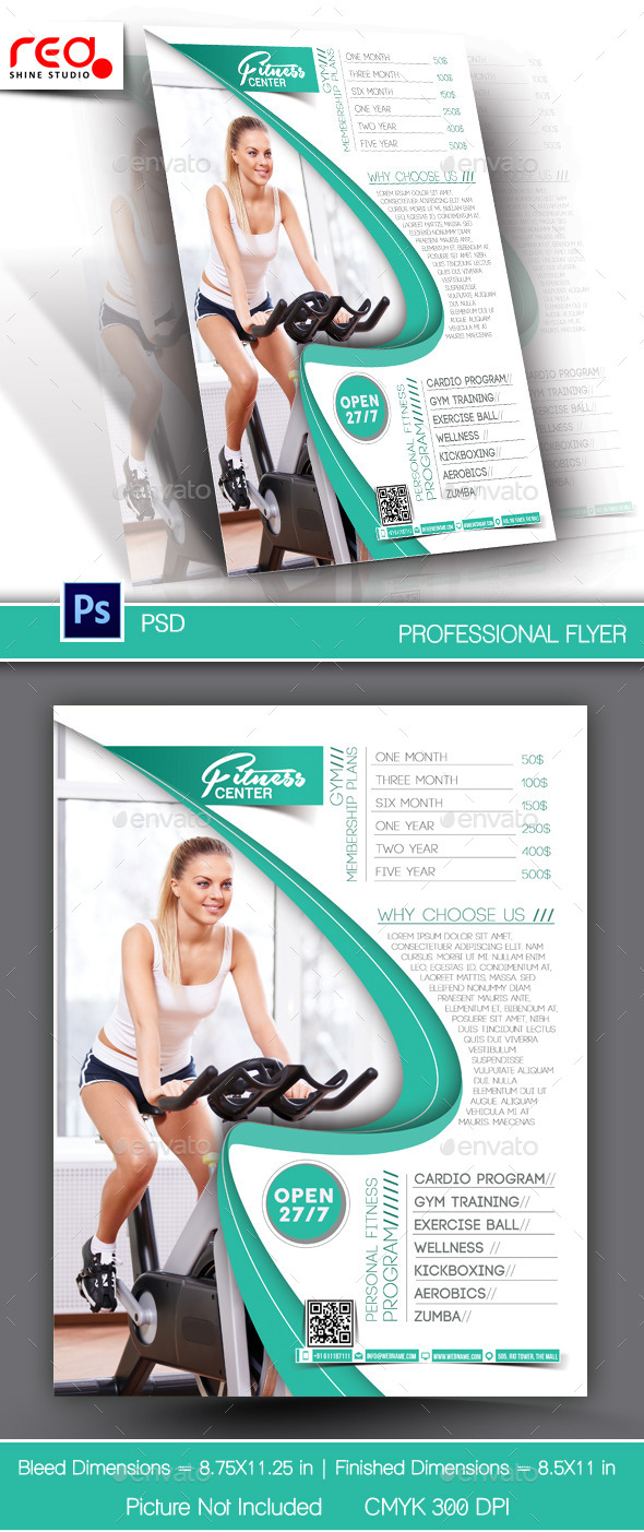Fitness Center Flyer & Poster Template - Sports Events