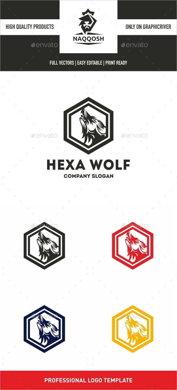 Hexa Wolf - Logo Templates