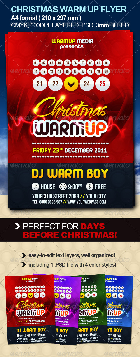 Christmas Warm Up Party Flyer - Clubs & Parties Events