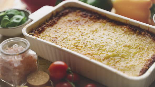Tasty Traditional Italian Lasagna with Bolognese Melted and Cheese alt