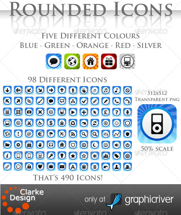 A collection of Rounded Icons - Web Icons