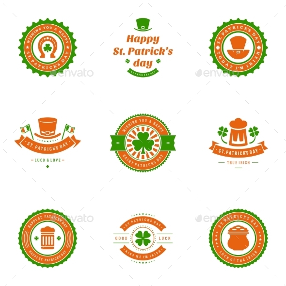 Typographic Saint Patrick's Day Retro Badges - Miscellaneous Seasons/Holidays
