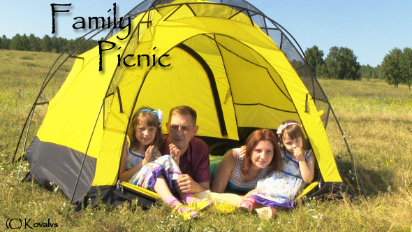 Happy Family In The Tent