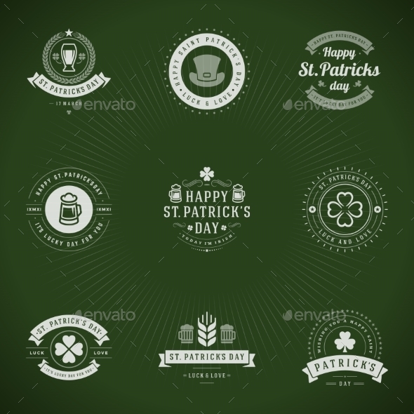 Typographic Saint Patrick's Day Retro Badges - Miscellaneous Seasons/Holidays