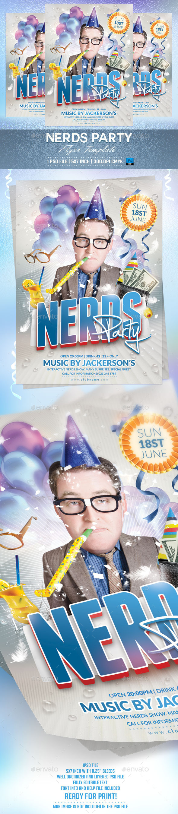 Nerds Party Flyer Template - Clubs & Parties Events