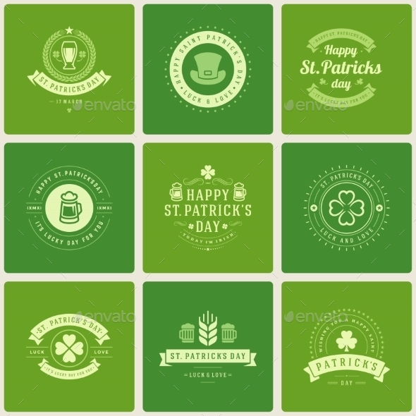 Typographic Saint Patrick's Day Retro Badges - Miscellaneous Seasons/Holidays