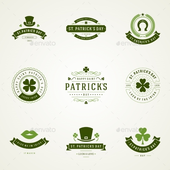 Typographic Saint Patrick's Day Retro Badges - Miscellaneous Seasons/Holidays