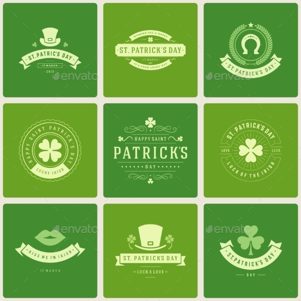 Typographic Saint Patrick's Day Retro Badges - Miscellaneous Seasons/Holidays