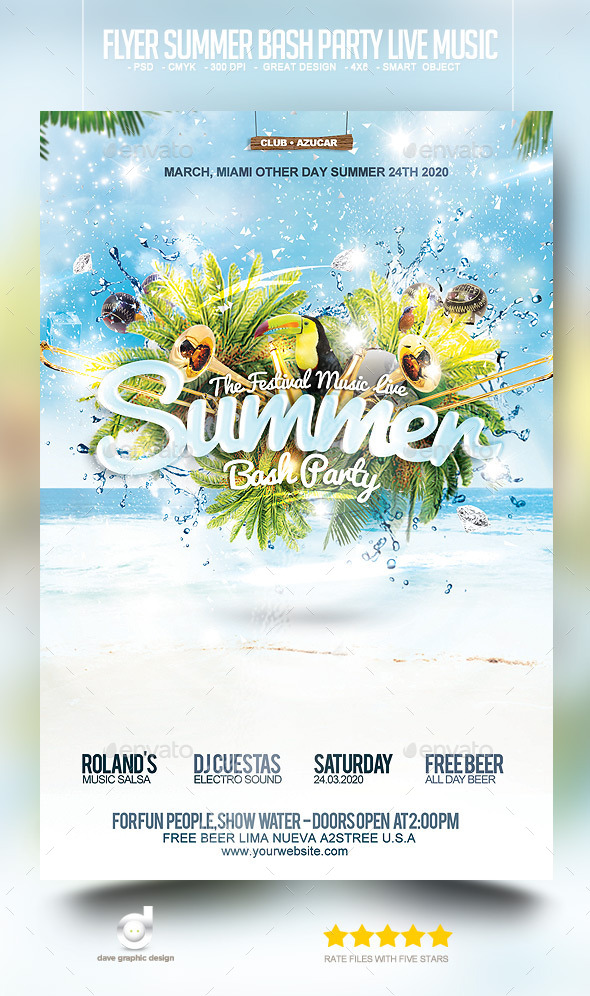 Flyer Summer Bash Party Live Music - Events Flyers
