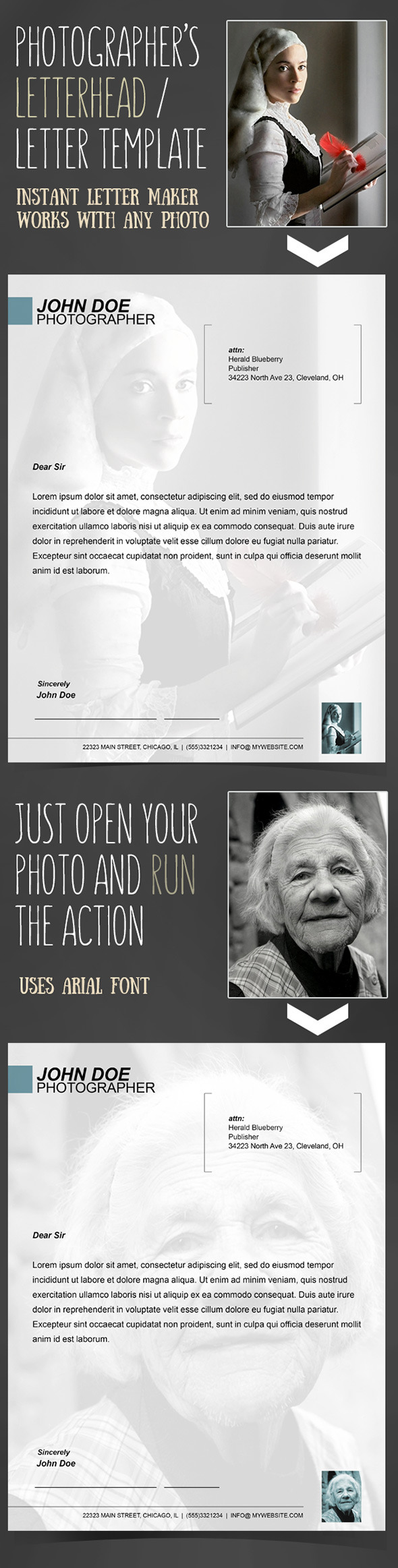 Instant Letterhead for Photographers Action - Photo Effects Actions