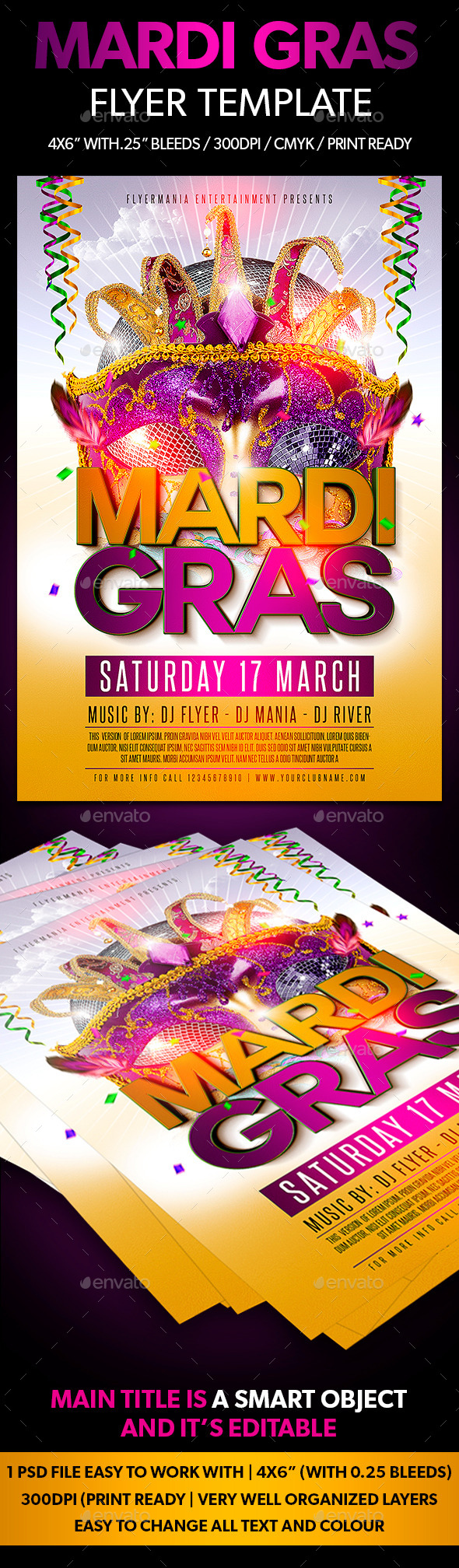 Mardi Gras Flyer Template - Flyers Print Templates