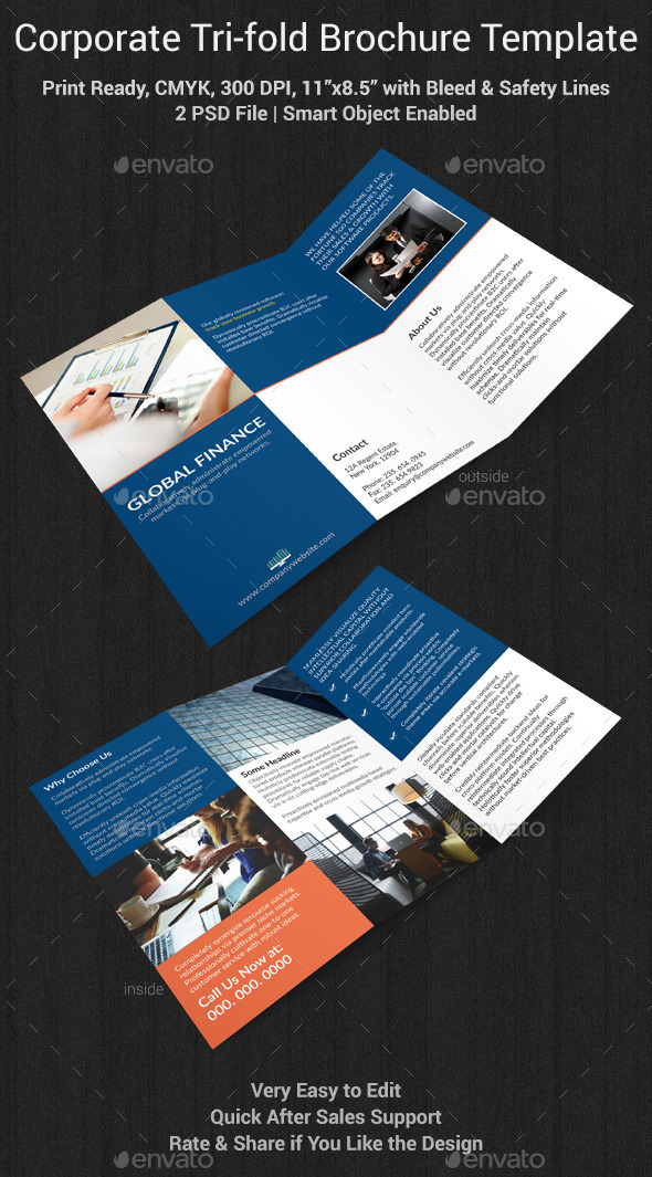 Corporate Tri-fold Brochure Template - Corporate Brochures