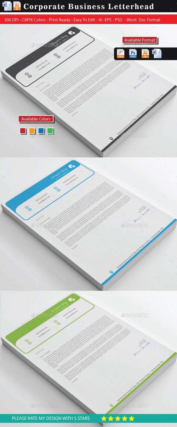 Top Letterhead With Ms-Word - Stationery Print Templates