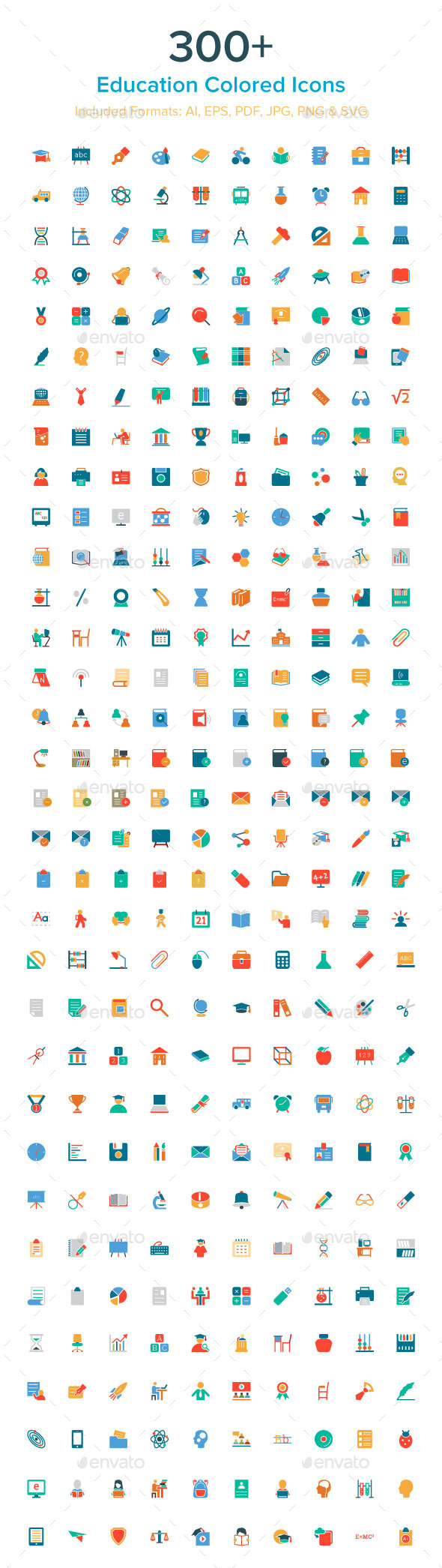 300+ Education Colored Icons - Icons