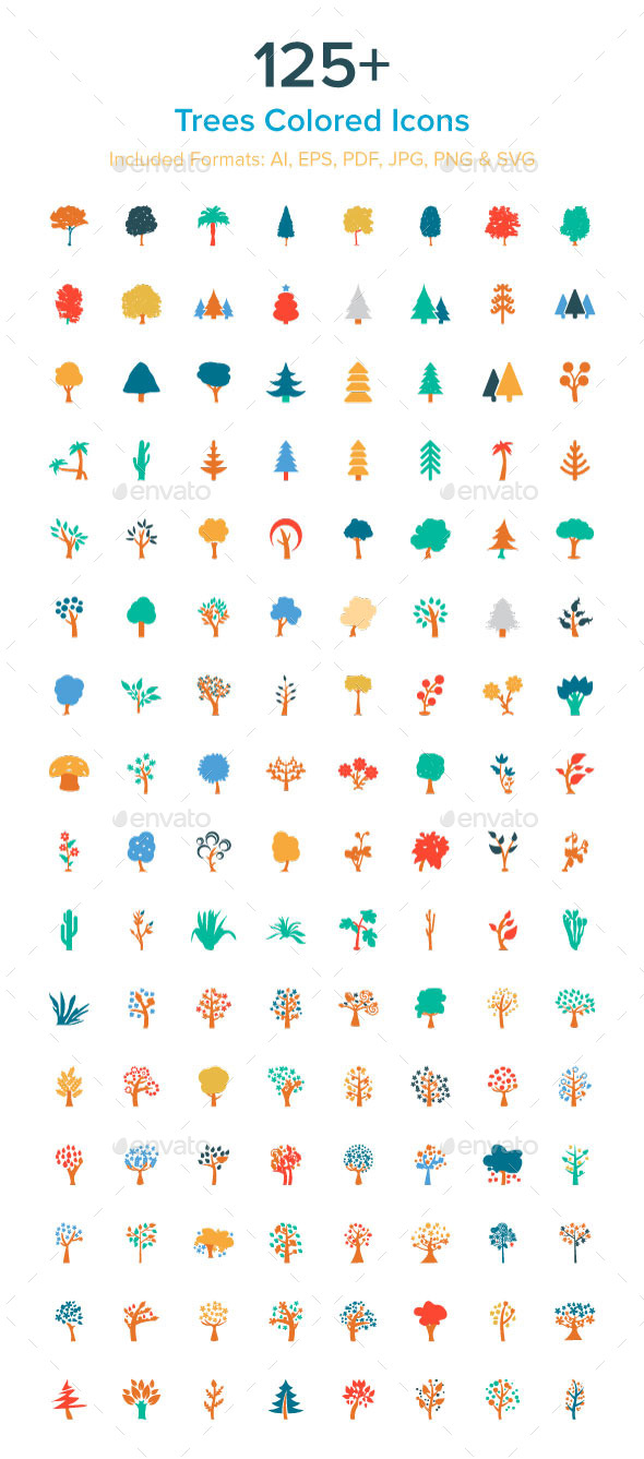 125+ Trees Colored Icons - Icons