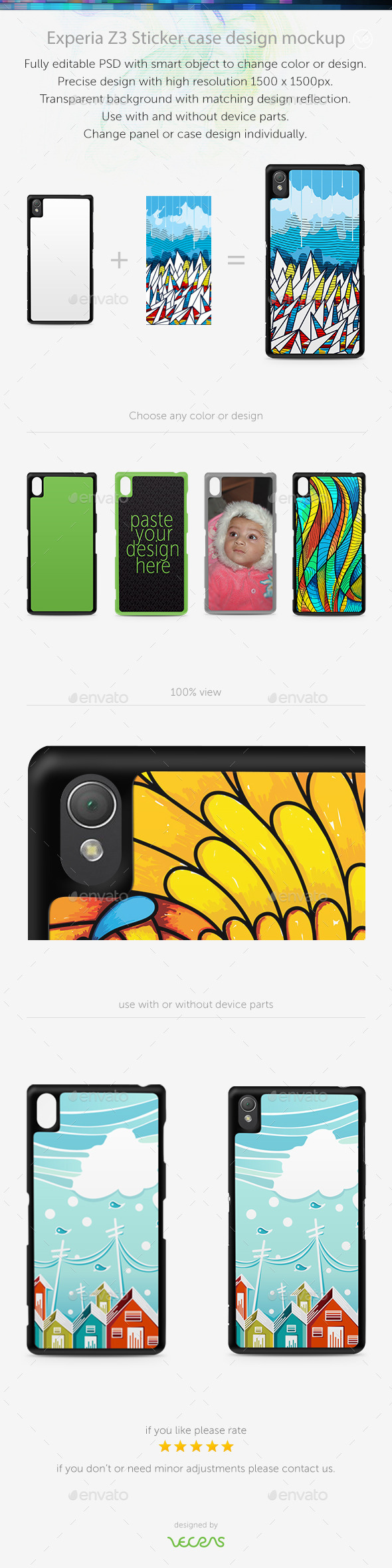 Experia Z3 Sticker Case Design Mockup - Mobile Displays
