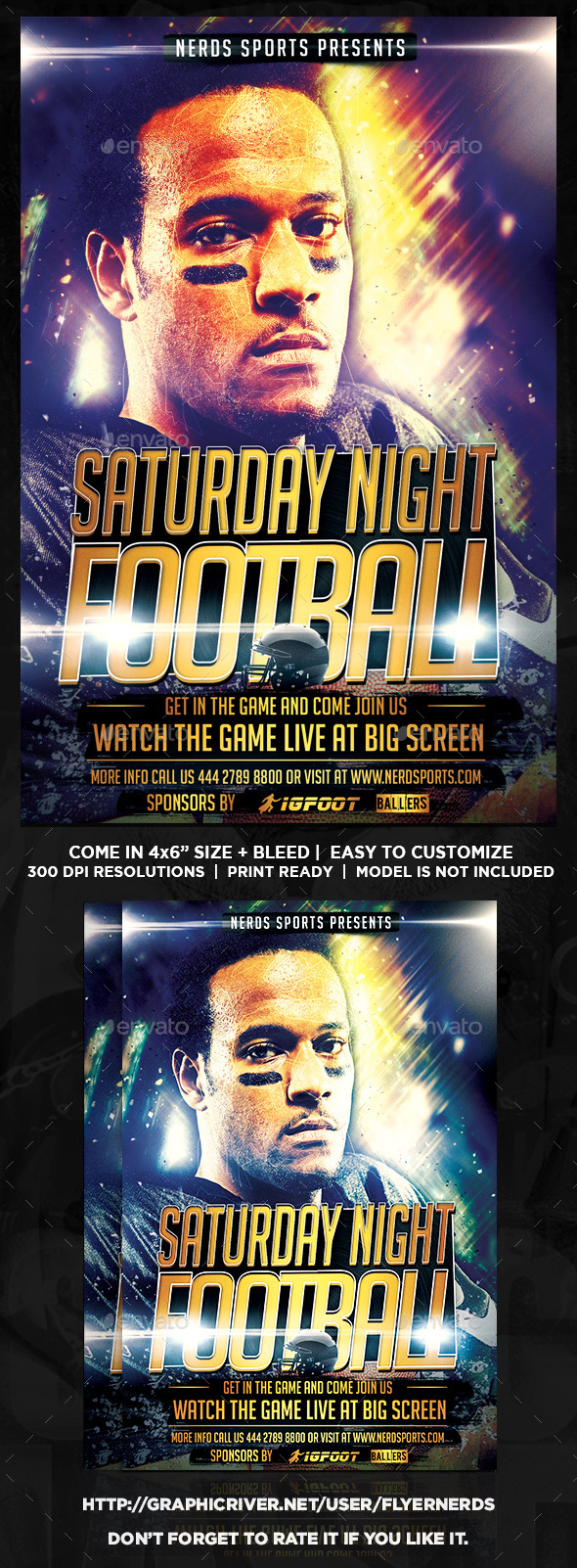Saturday Night Football Sports Flyer - Sports Events