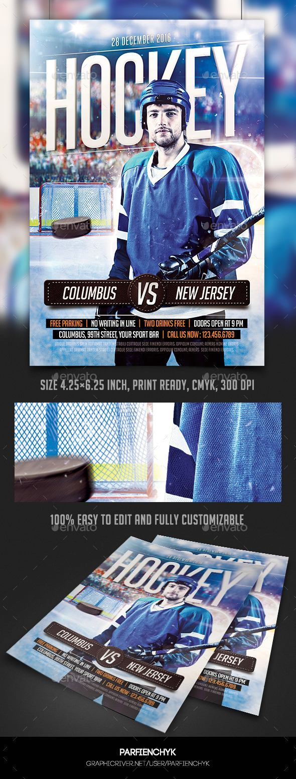 Hockey Match Flyer Template - Sports Events