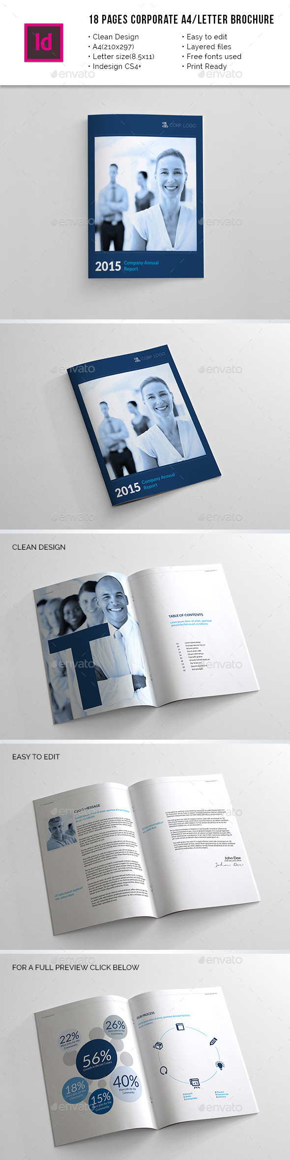 18 Pages Corporate A4 / Letter Annual Report - Corporate Brochures
