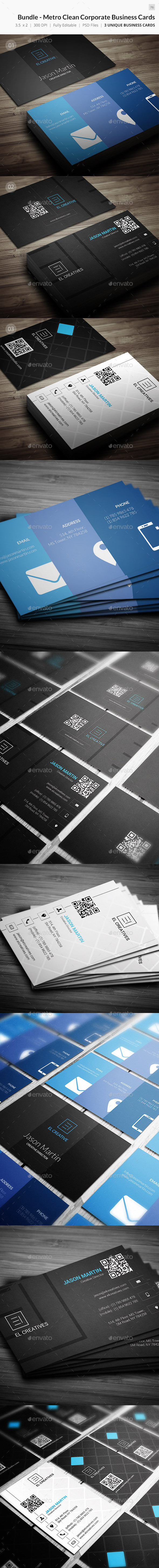 Bundle - Metro Clean Corporate Business Cards - 76 - Corporate Business Cards