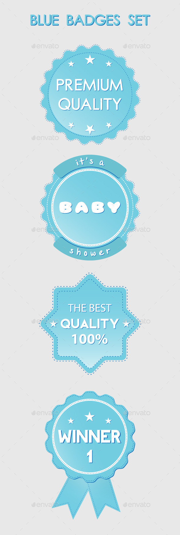 Blue Badges Set - Badges & Stickers Web Elements