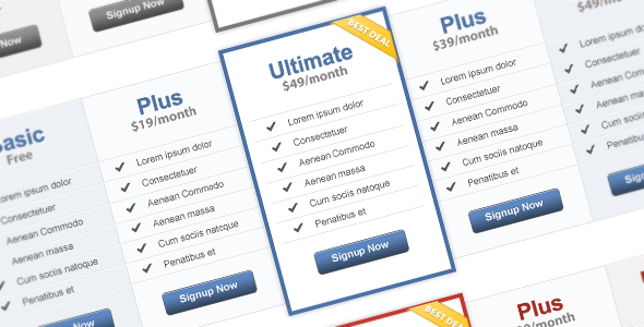 Basic Clean Pricing Tables