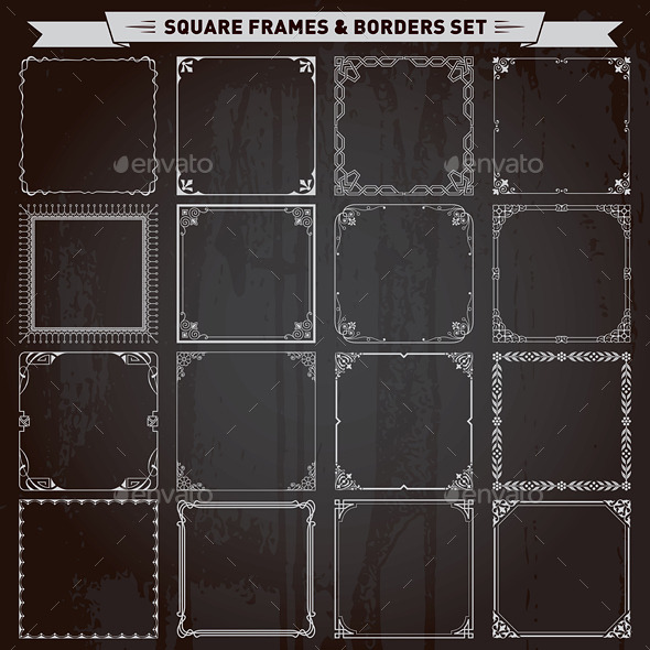 Decorative Square Frames and Borders Set - Borders Decorative