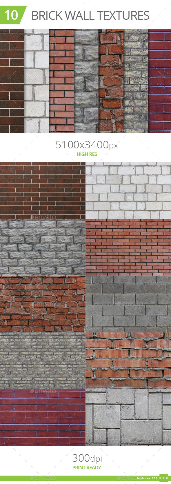 10 Brick Wall Textures - Stone Textures
