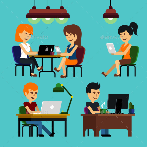 People Sitting in Office - People Characters