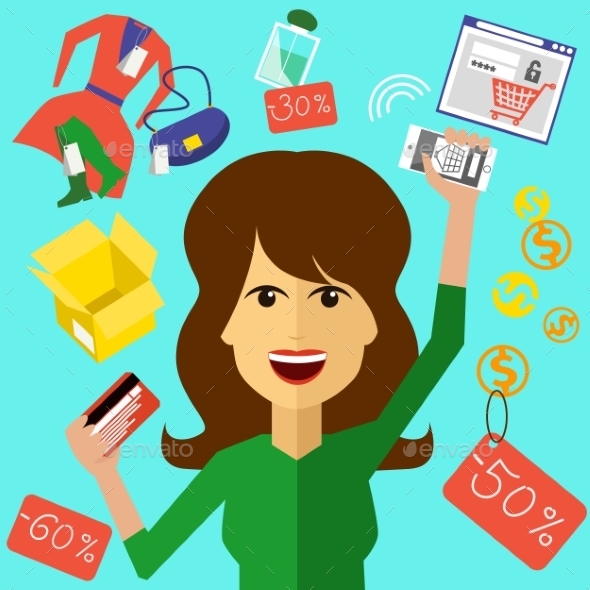 Happy Woman Shopping - Retail Commercial / Shopping
