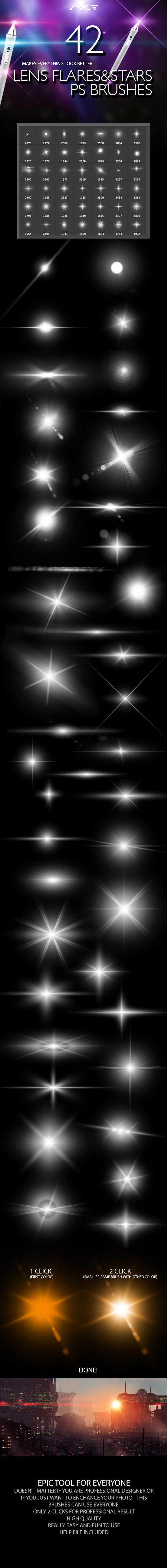 Lens Flares & Stars Photoshop Brushes - Abstract Brushes