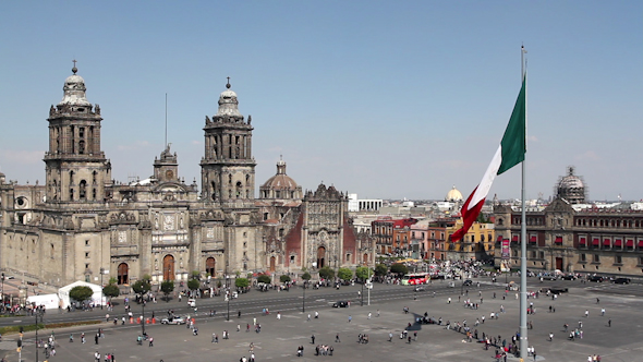 Zocalo Flag Mexico City Cathedral 4 alt