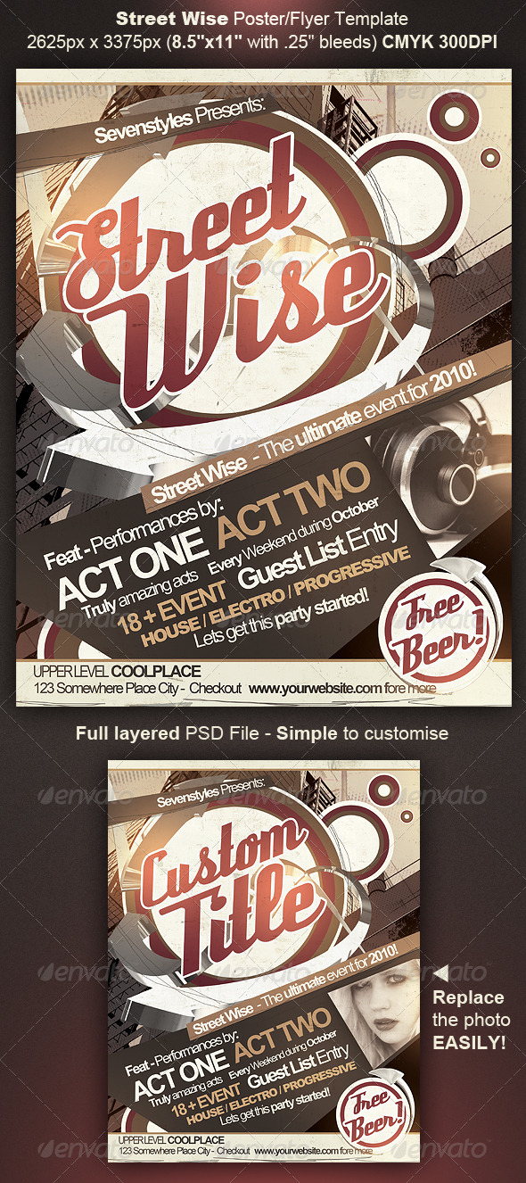 Street Wise Flyer/Poster Template - Clubs & Parties Events