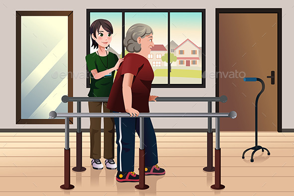 Physical Therapist Working on a Patient - Health/Medicine Conceptual