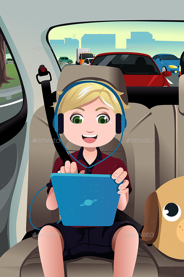 Kid Riding in the Car - People Characters
