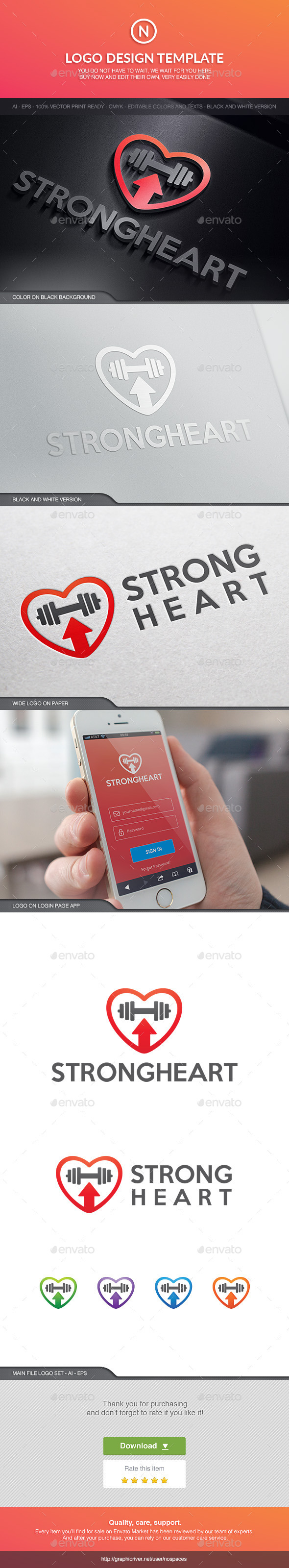 Strong Heart - Symbols Logo Templates