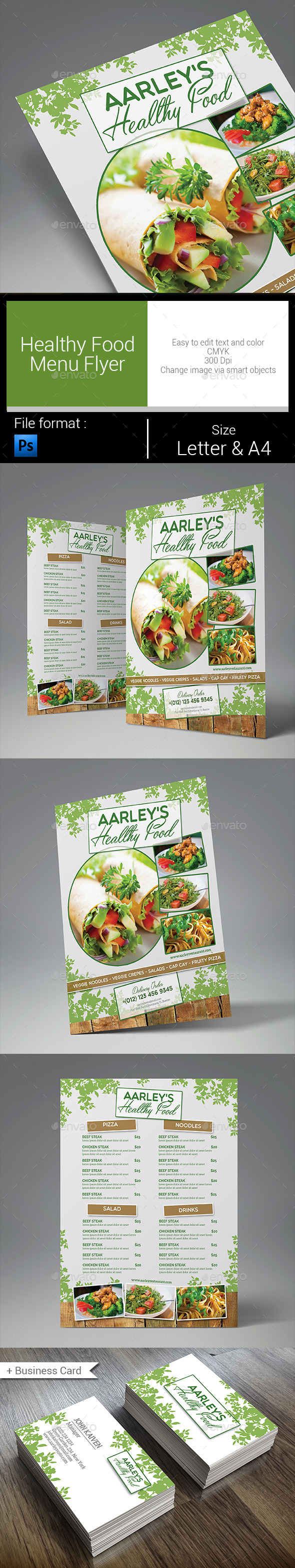Healthy Food Menu Flyer - Food Menus Print Templates
