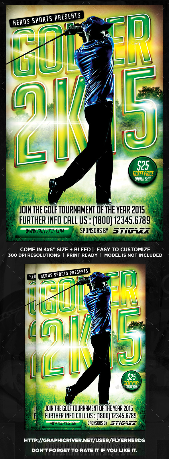 Golfer 2K15 Tournament Sports Flyer - Sports Events