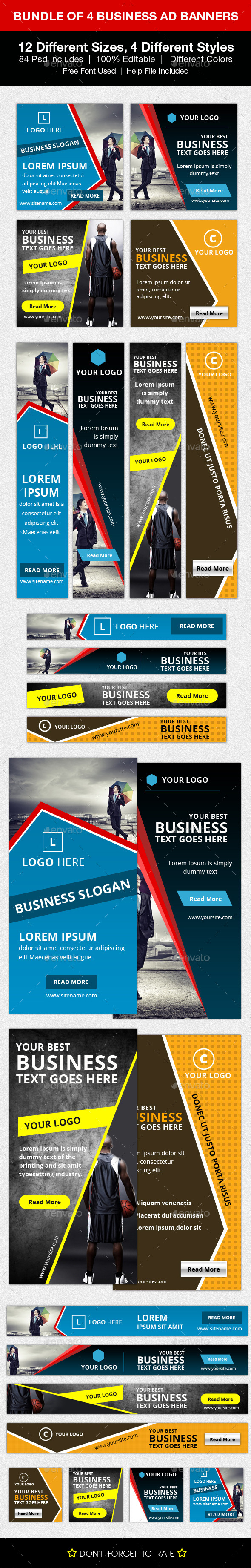 Bundle of 4 Business Ad Banners - Banners & Ads Web Elements