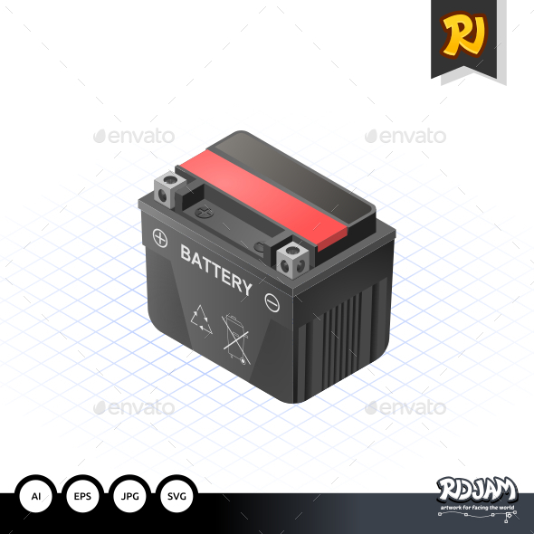 Isometric Dry Battery - Man-made Objects Objects